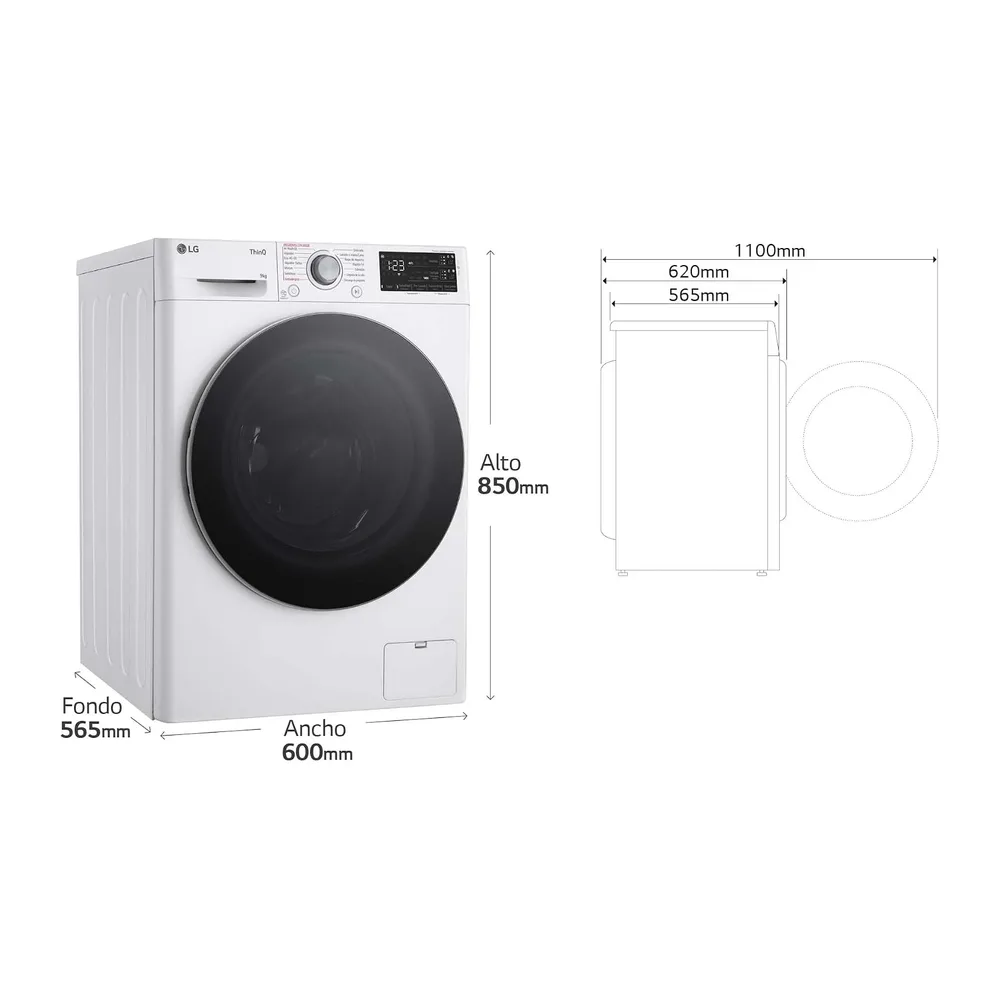 LG F4WR5509A1W - Lavadora Inteligente, 9Kg, 1400rpm, Carga Frontal, AI Direct Drive, TurboWash 360º, — 4
