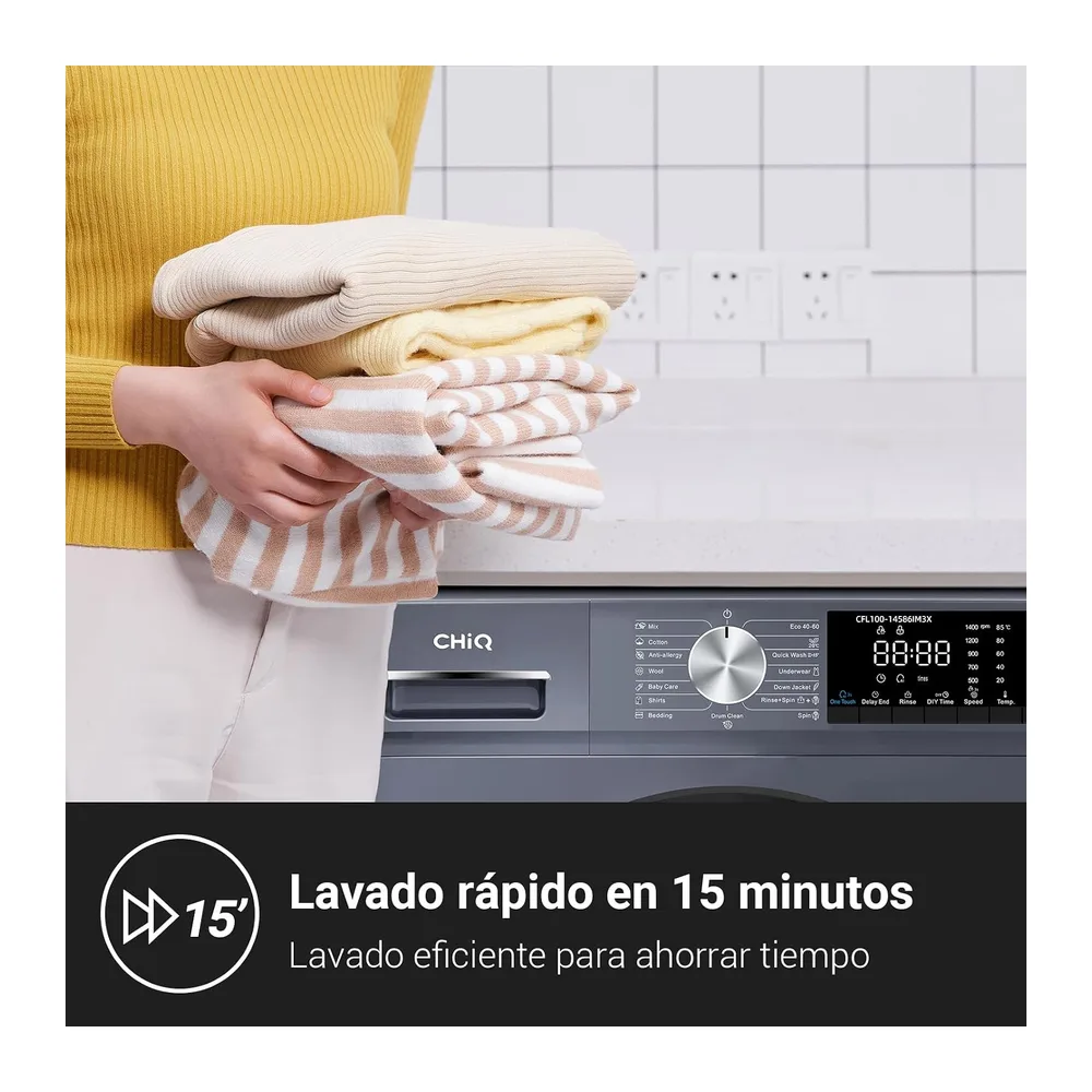 CHiQ 10kg Lavadora con Clase A-30% para Gran Familia Gris [Clase de eficiencia energética A] — 4