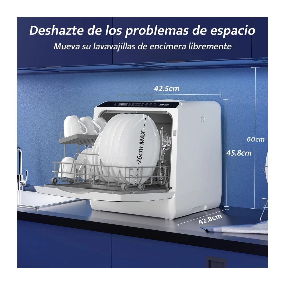 AIRMSEN Mini Lavavajillas de Sobremesa con 5+1 Programas — 2