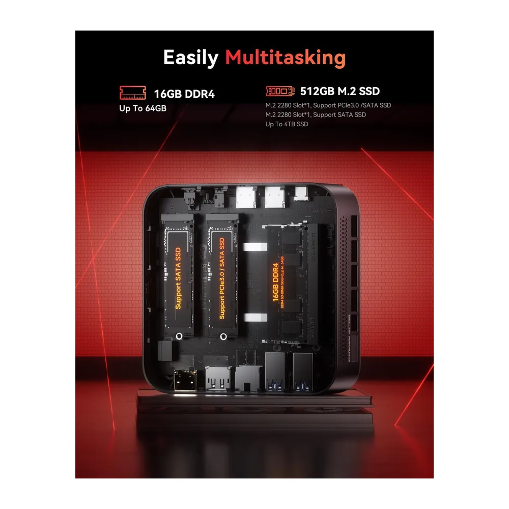 NiPoGi E3B Mini PC AMD Ryzen 5 7430U hasta 4,3 GHz 16GB RAM 512 GB SSD — 6