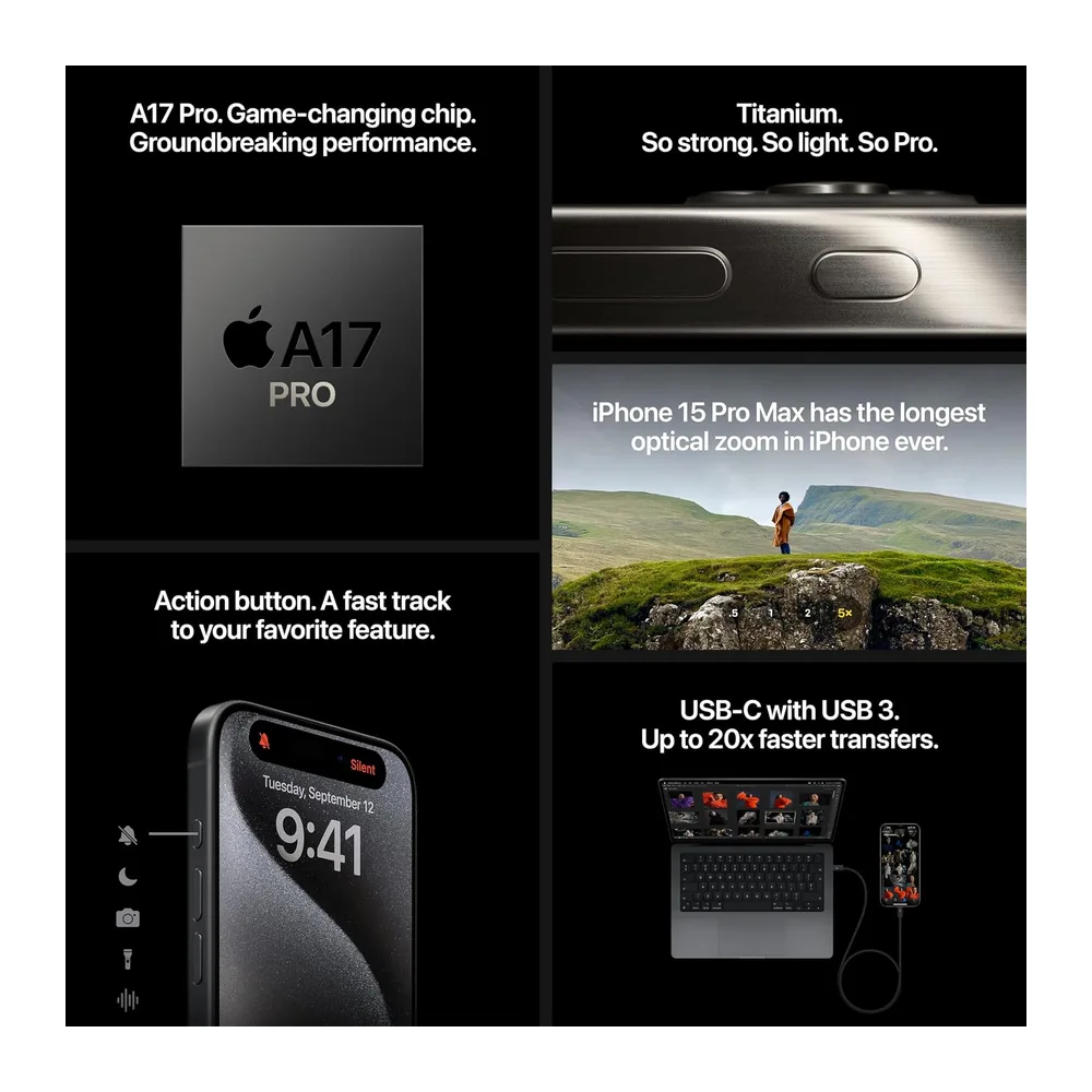 Apple iPhone 15 Pro 256 GB - Titan Schwarz (Reacondicionado) — 5