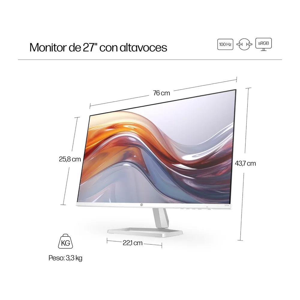 HP 527sa- Monitor de 27" FHD con Altavoces Integrados (1920x1080 — 4