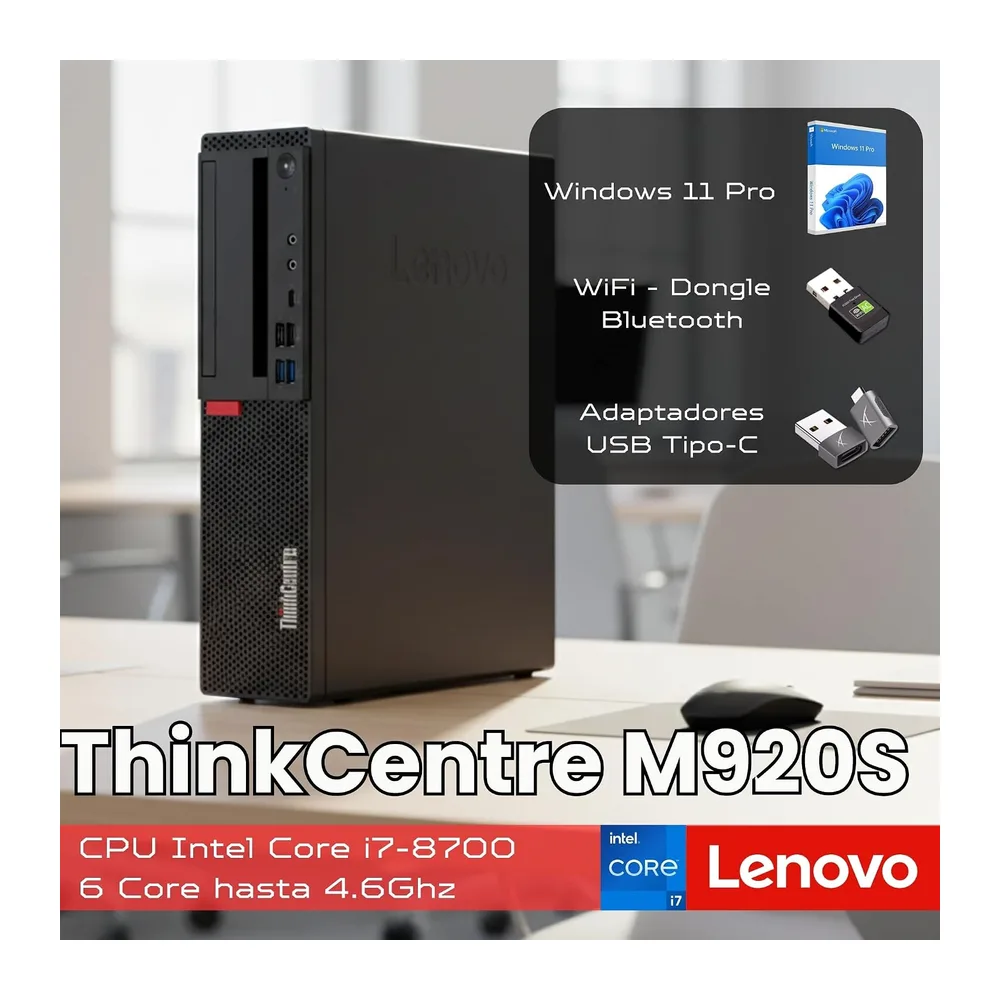 Lenovo ThinkCentre M920s SFF | Procesador Intel Core i7-8700 | 16 GB de RAM | 512 GB SSD Windows 11 Pro WiFi — 2