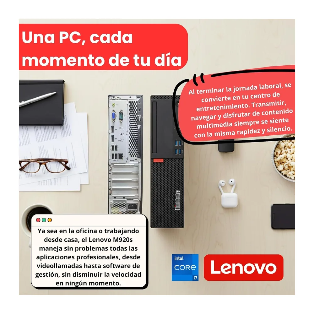 Lenovo ThinkCentre M920s SFF | Procesador Intel Core i7-8700 | 16 GB de RAM | 512 GB SSD Windows 11 Pro WiFi — 4