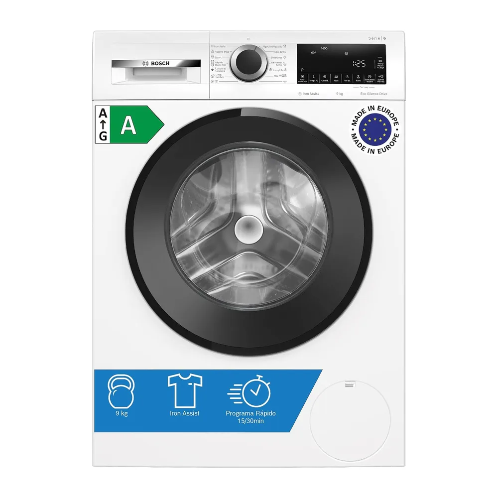 Bosch, Lavadora, Serie 6, 9 kg, Silenciosa, blanco, WGG244Z0ES [Clase de eficiencia energética A]