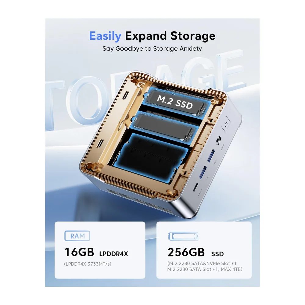 NiPoGi Pinova P2 Mini PC,АMD Ryzen 7330U,Win-11 Pro,(4C/8T,hasta 4,3GHz) — 5