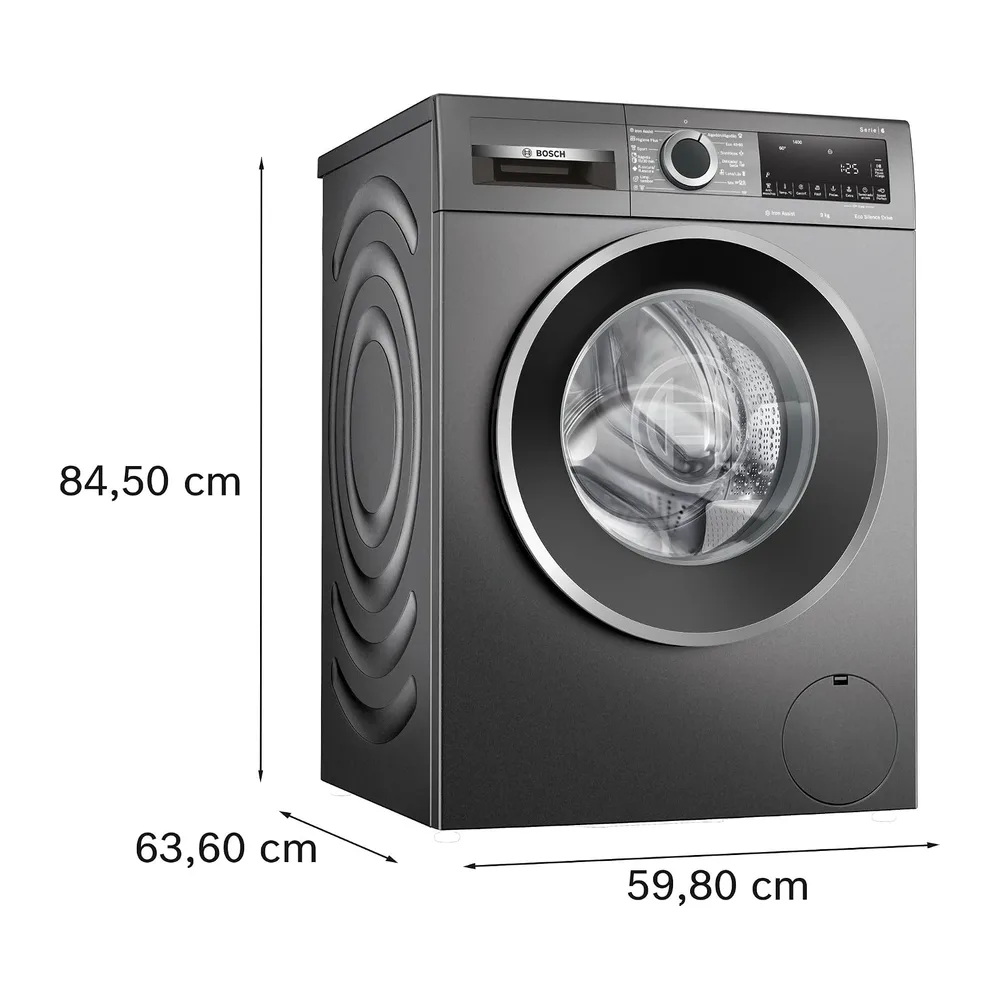 Bosch, Lavadora Serie 4, 9 kg, Silenciosa, Iron Assist, Acero, WGG244ZRES [Clase de eficiencia energética A] — 3