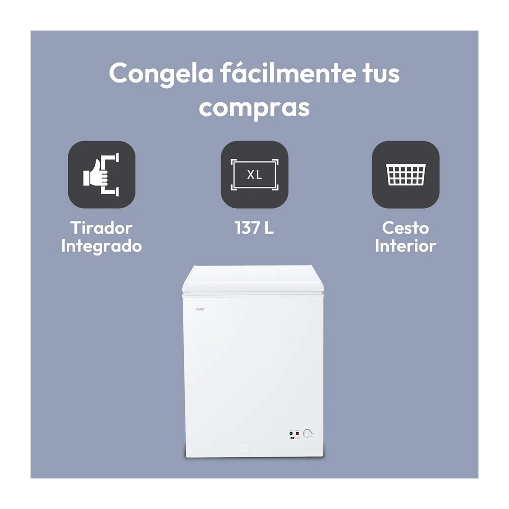 Candy CCHH 145E, Congelador Arcón Horizontal, Ancho 70CM, 137L, Tecnología Estática, 1 Cesto, Control — 2