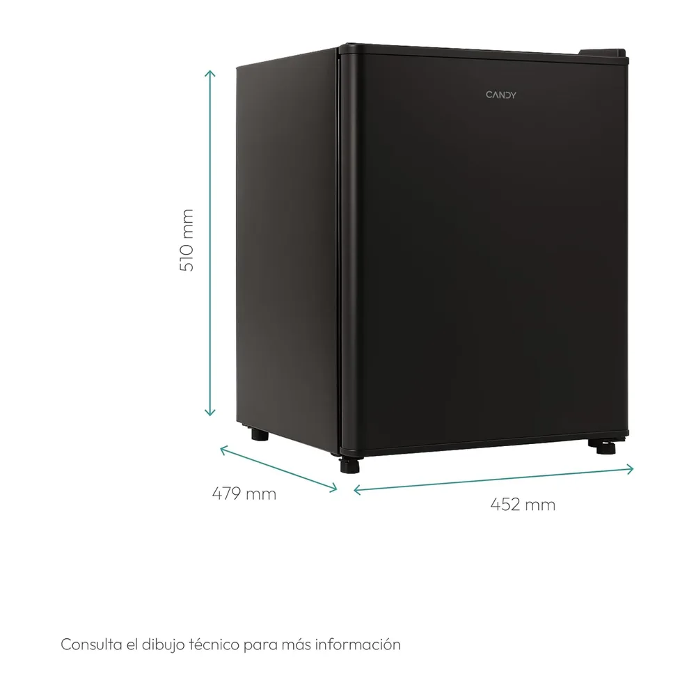 Candy CHASD4351EBC, Frigorífico Mini, Bajo Encimera, Ancho 44,5cm, Altura 51cm, Capacidad 43L, 2 Estantes en — 3