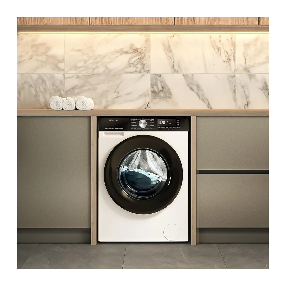 Hisense WD3S1043BW3 - Lavadora Secadora 2 en 1 con Vapor,Clase D/A, Carga Frontal 10.5 kg Lavado, Secadora 6 — 6