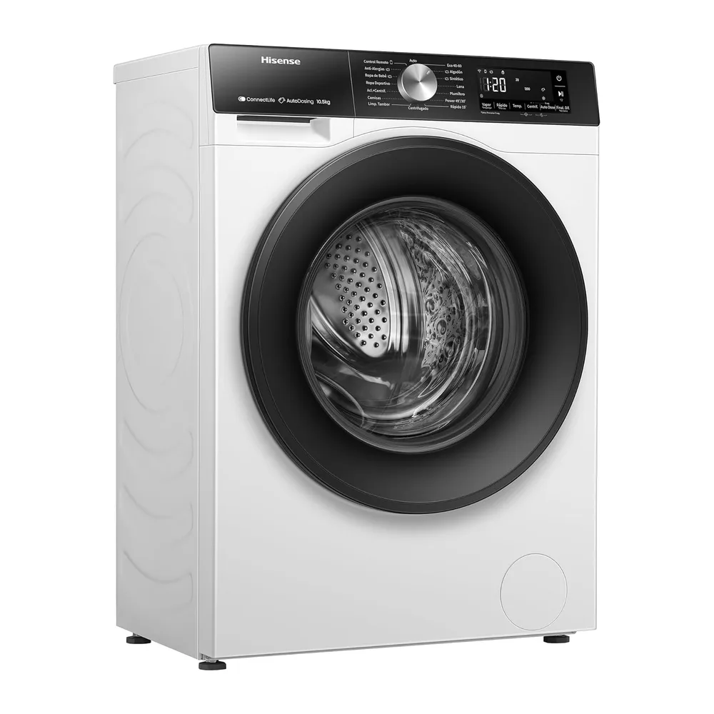 Hisense WF3S1045BW3 - Lavadora, Clase A, 10.5 kg, Auto Dosificación, Conectividad WiFi, Monitor de Consumo, — 4