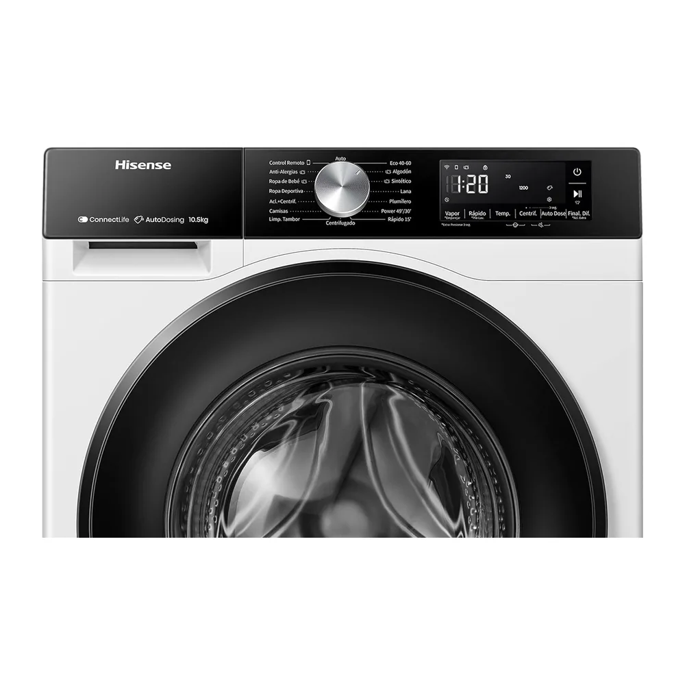 Hisense WF3S1045BW3 - Lavadora, Clase A, 10.5 kg, Auto Dosificación, Conectividad WiFi, Monitor de Consumo, — 5
