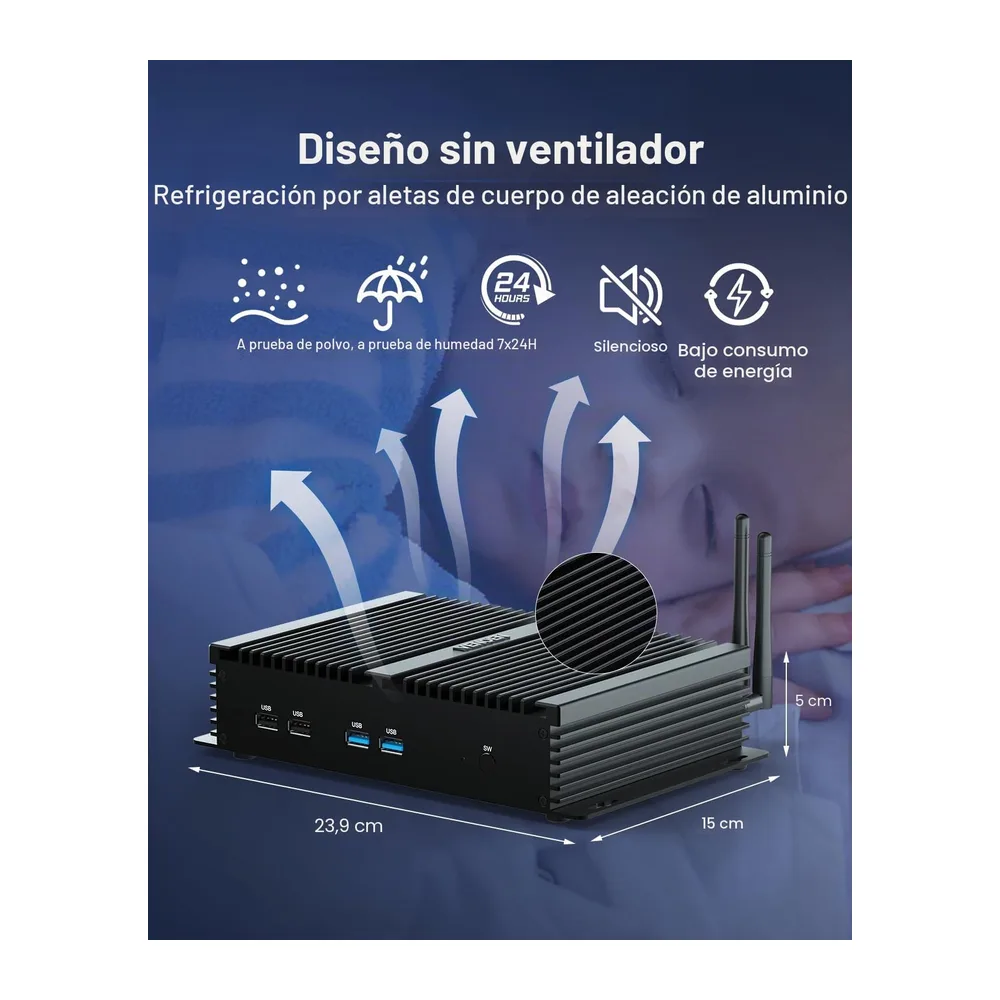 Fanless PC Industrial Core i7 8550U Industrial Computer Desktop RS232 COM — 5