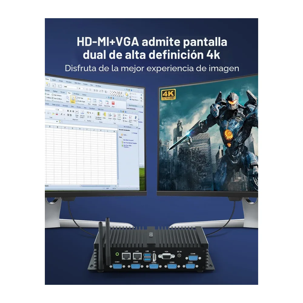 Fanless PC Industrial Core i7 8550U Industrial Computer Desktop RS232 COM — 6