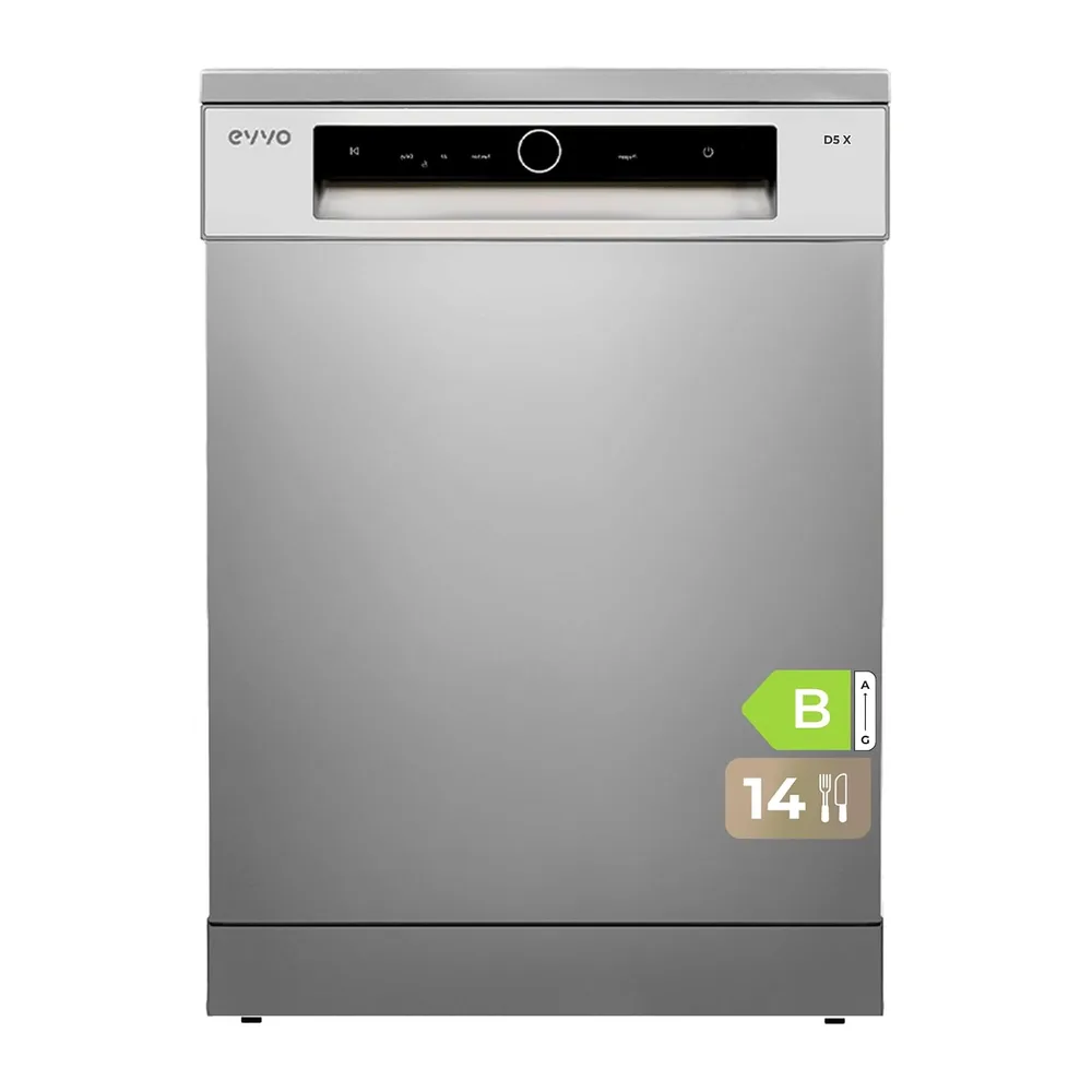 EVVO Lavavajillas 60 cm Ancho, Capacidad para 14 Cubiertos y Con Tercera Bandeja, Eficiencia B, 8 Programas
