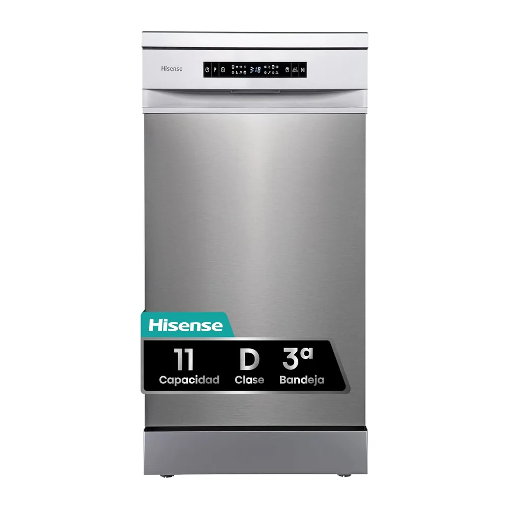 Hisense HS543D10X-Lavavajillas, Libre Instalación, 45cm de Ancho, Class D, 11 Servicios, 8 Programas, 1/2