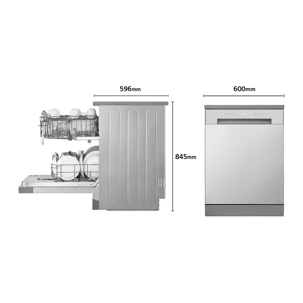 LG DF030FL - Lavavajillas 60 cm, 13 cubiertos, cuba de acero, Serie 100, Eficiencia E, Inox Antihuellas — 2