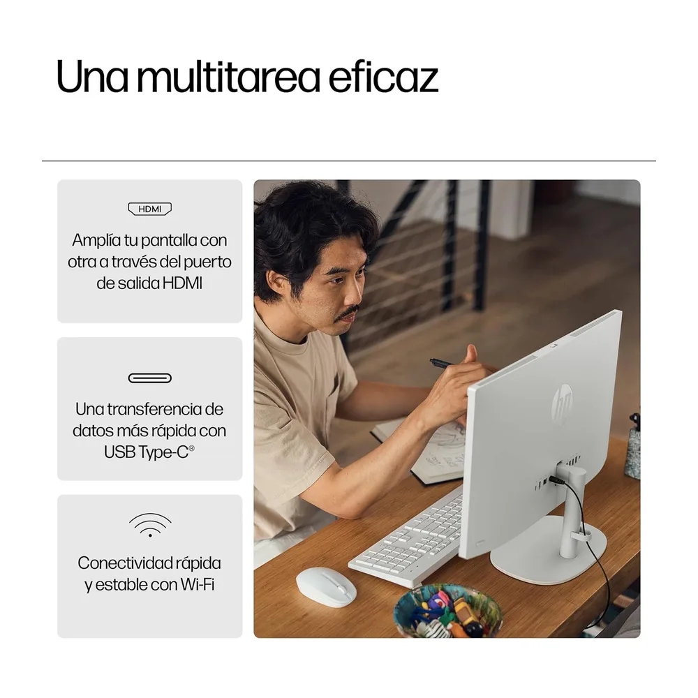 HP All-in-One 22-dg0014ns - Ordenador de 21.5" (Intel N100, 8GB RAM, 256GB SSD, Intel UHD Graphics, Windows) — 3