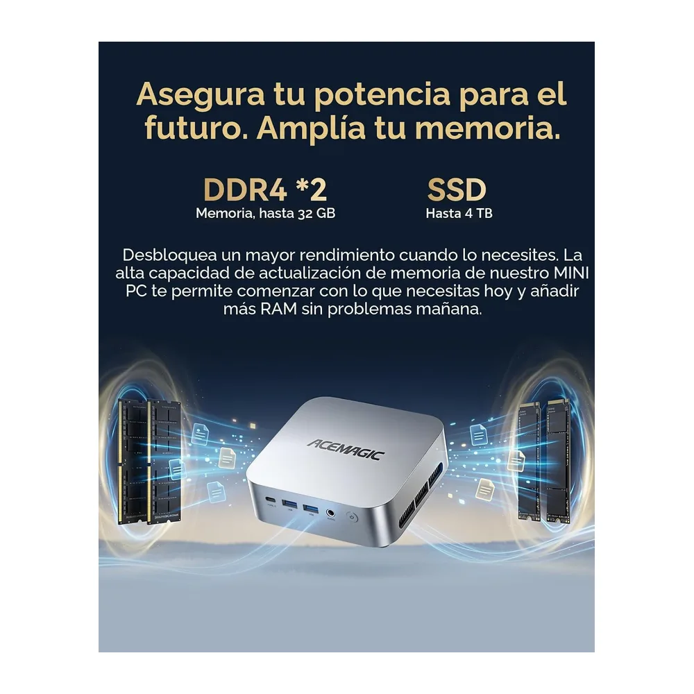 ACEMAGICIAN K1 Mini PC,AMD Ryzen R2544 (hasta 3.7GHz),8GB DDR4 256GB SSD — 4