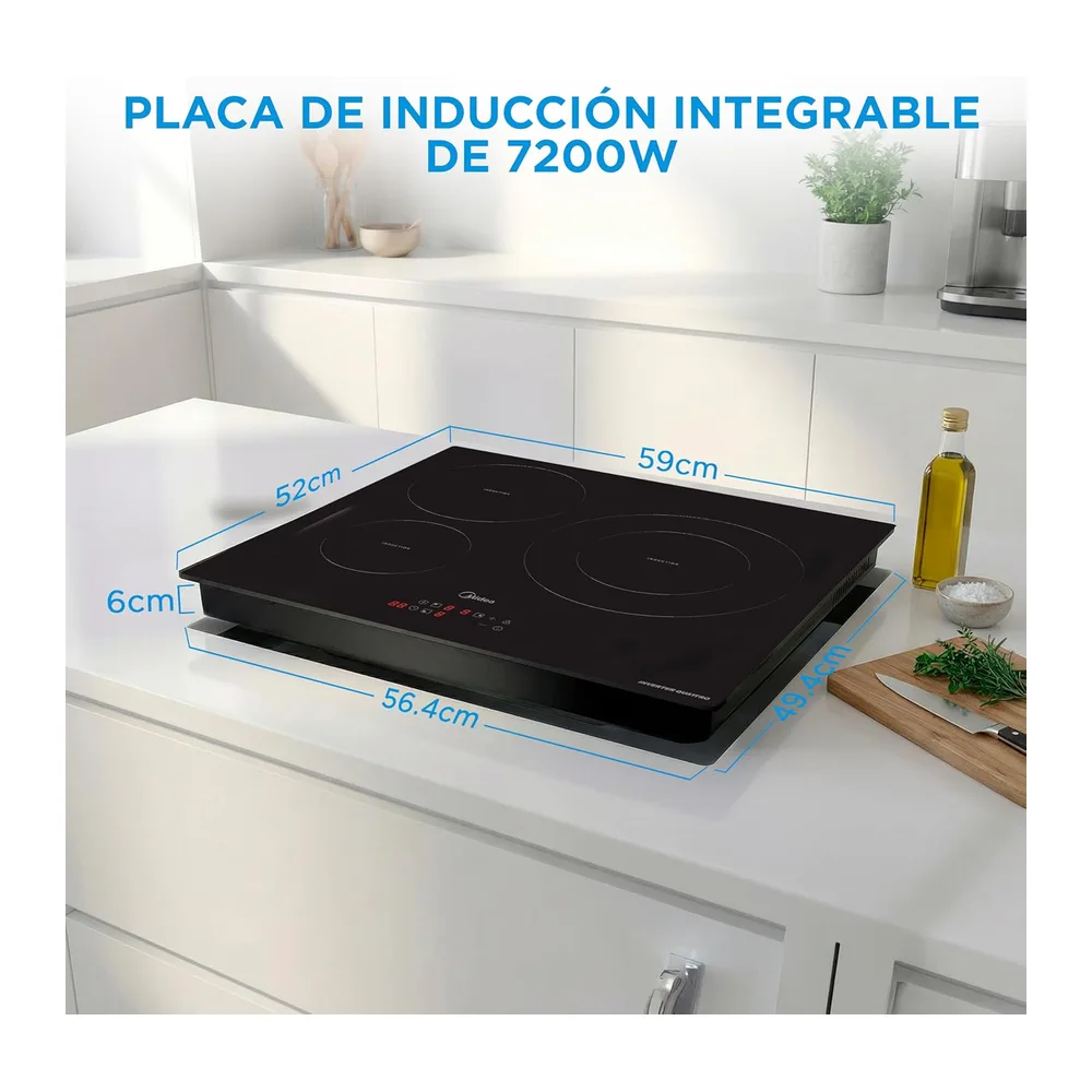 MIDEA Placa Inducción 3 fuegos 60 cm 7200 W — 2
