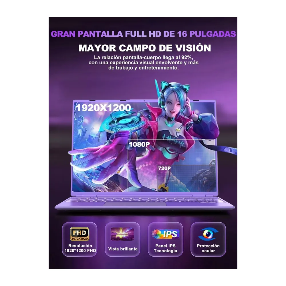NOTODD Ordenador Portátil 16 Pulgadas Celeron N5095 Up to 2.9Ghz — 4