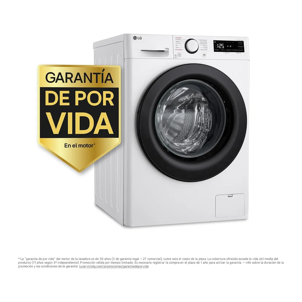 LG F4WR5010A6W - Lavadora Inteligente, 10kg, AI Direct Drive, 1400rpm, Vapor Steam, Clasificación A, Serie — 2