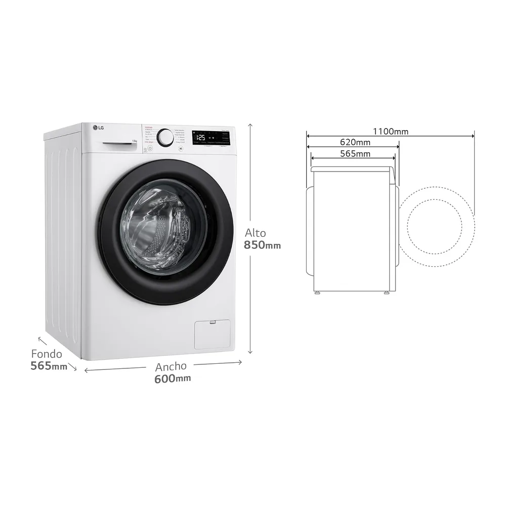 LG F4WR5010A6W - Lavadora Inteligente, 10kg, AI Direct Drive, 1400rpm, Vapor Steam, Clasificación A, Serie — 4
