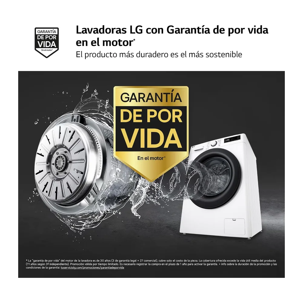 LG F4WR5010A6W - Lavadora Inteligente, 10kg, AI Direct Drive, 1400rpm, Vapor Steam, Clasificación A, Serie — 6