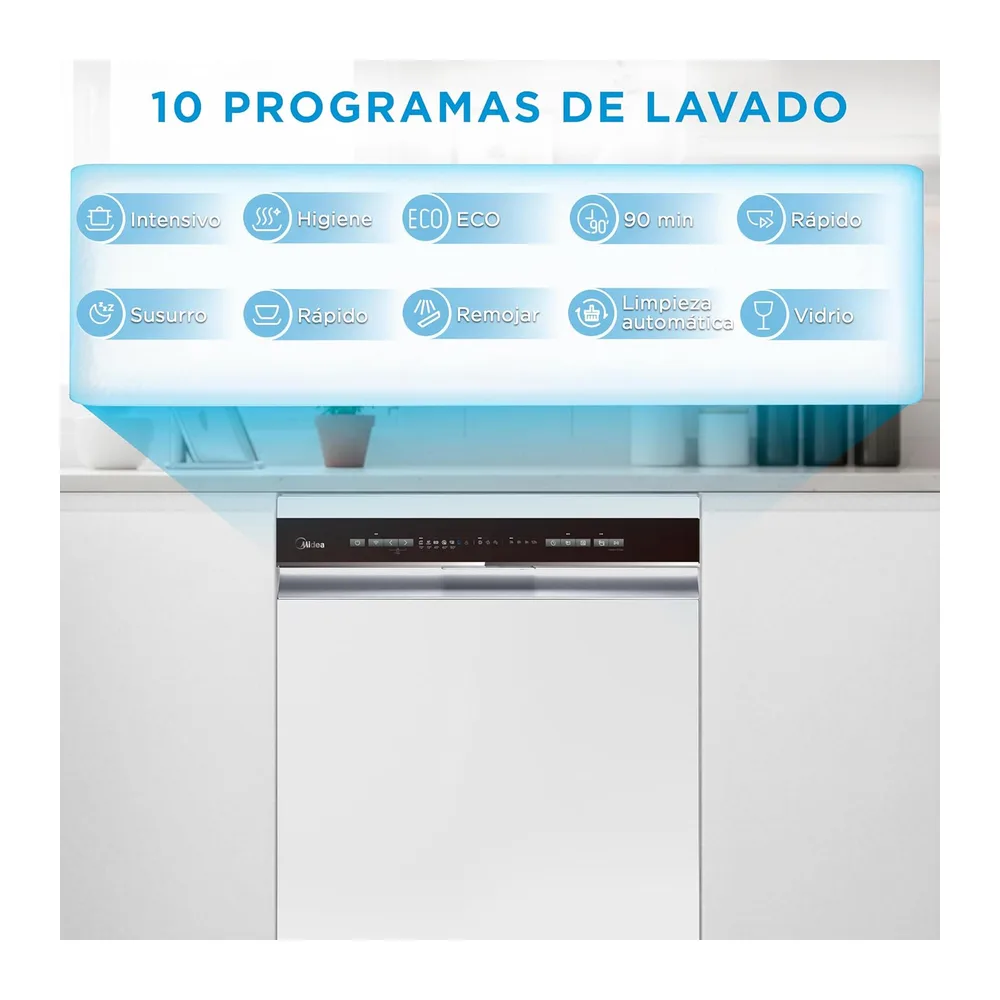 Midea Lavavajillas 60 cm+++ Blanco para 14 servicios — 2
