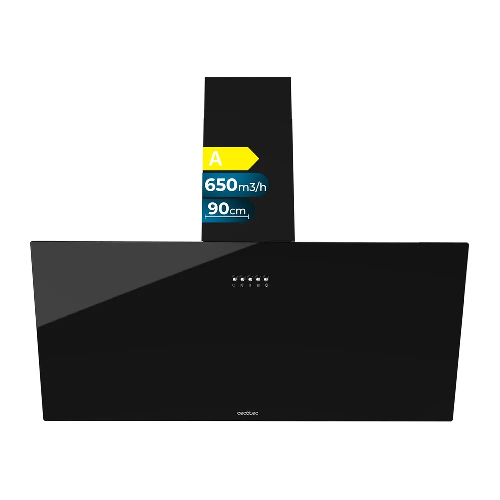 Cecotec Campana Decorativa de 90cm Bolero Flux DM 906500 Glass Black A. Motor 165W