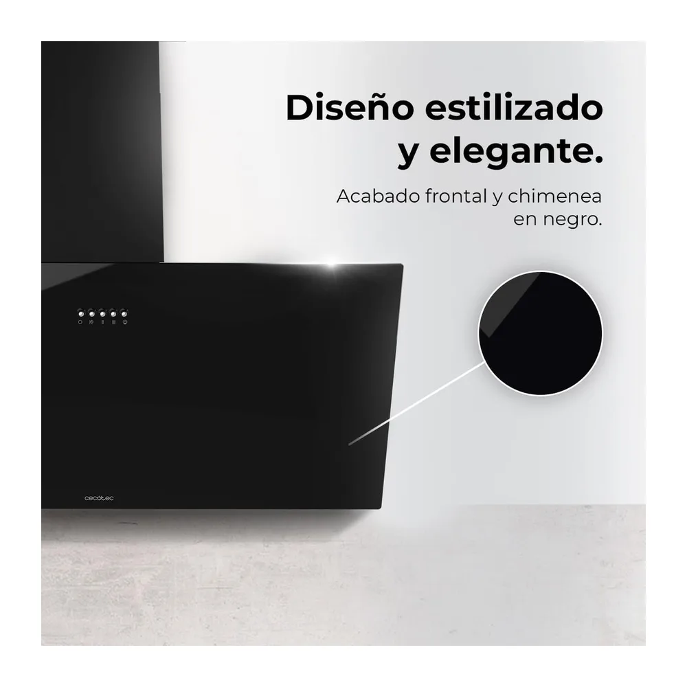 Cecotec Campana Decorativa de 90cm Bolero Flux DM 906500 Glass Black A. Motor 165W — 4