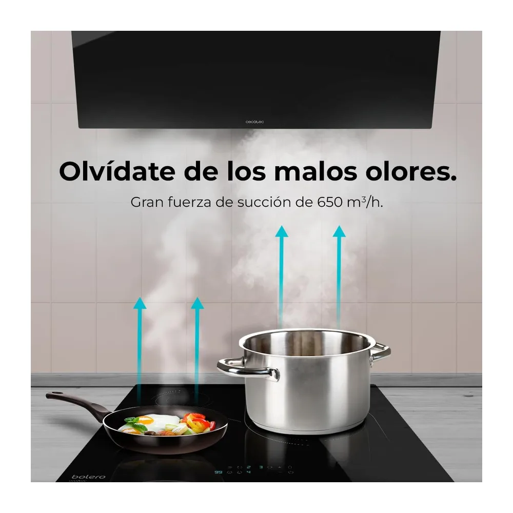 Cecotec Campana Decorativa de 90cm Bolero Flux DM 906500 Glass Black A. Motor 165W — 5