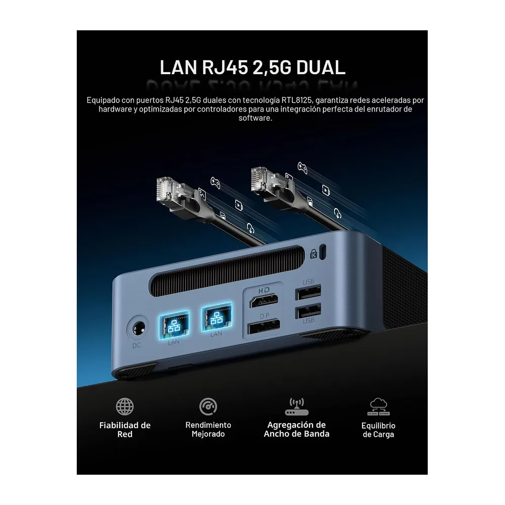 BOSGAME E5 Mini PC AMD Ryzen 5300U (hasta 3.8GHz) — 6