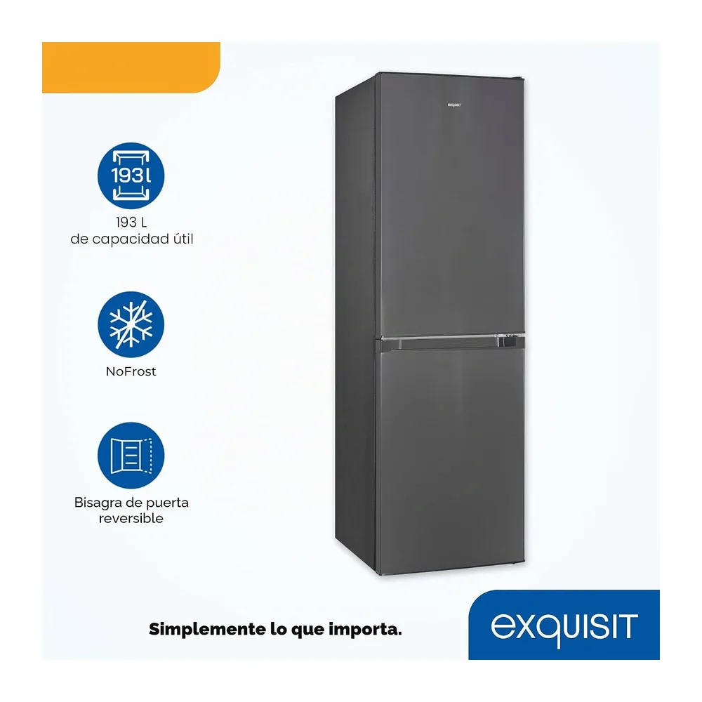 Exquisit® Frigorífico Combi No Frost 193L Inoxlook Antracita Clase E [Clase de eficiencia energética E] — 3
