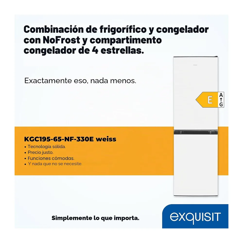 Exquisit® Frigorífico Combi No Frost 193L Blanco Clase E Multi Air Flow [Clase de eficiencia energética E] — 2