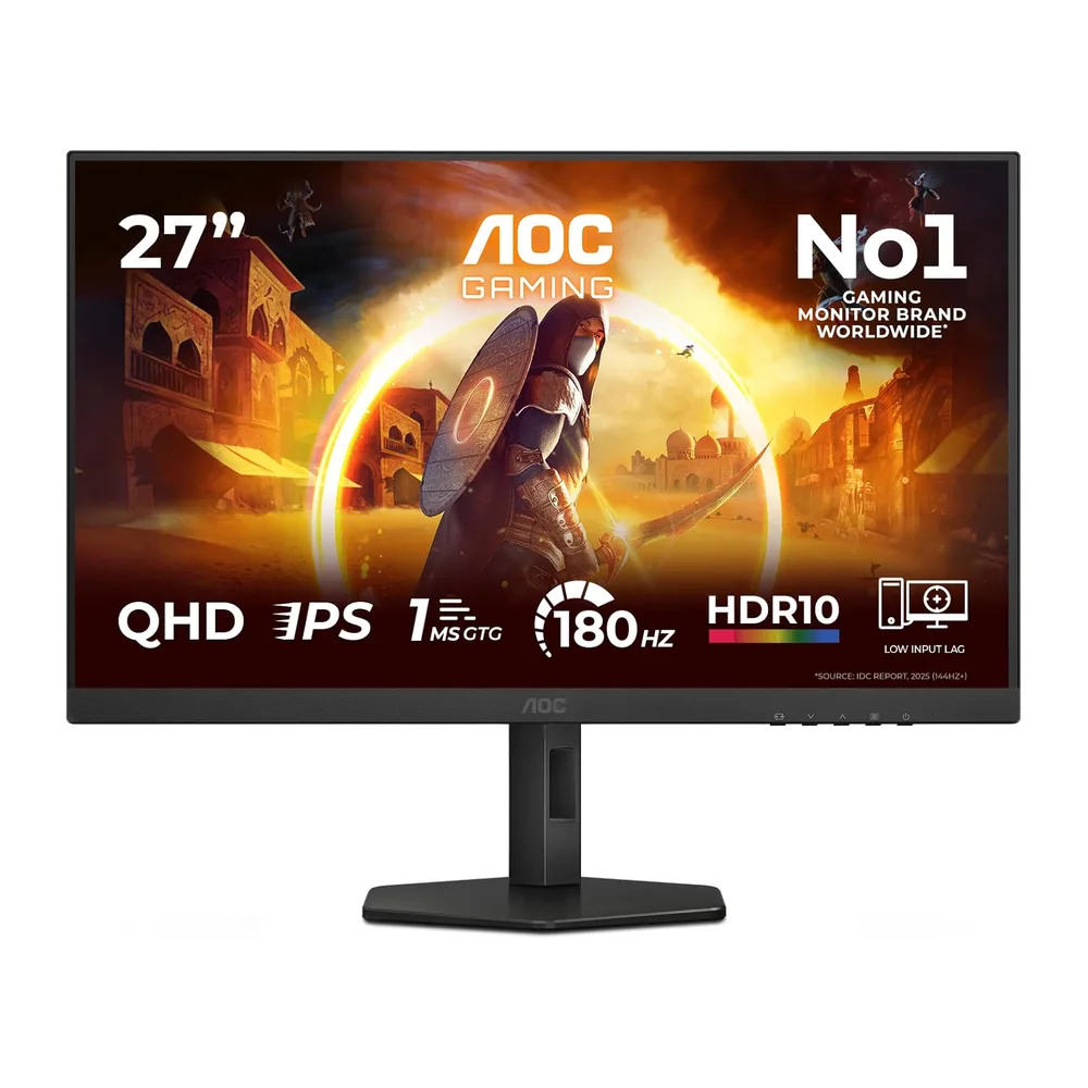 AOC Gaming Q27G4XF - Monitor QHD de 27 Pulgadas, 180 Hz, Plano, 0,5 ms, FreeSync Prem., Comp. G-Sync, HDR10, — 2