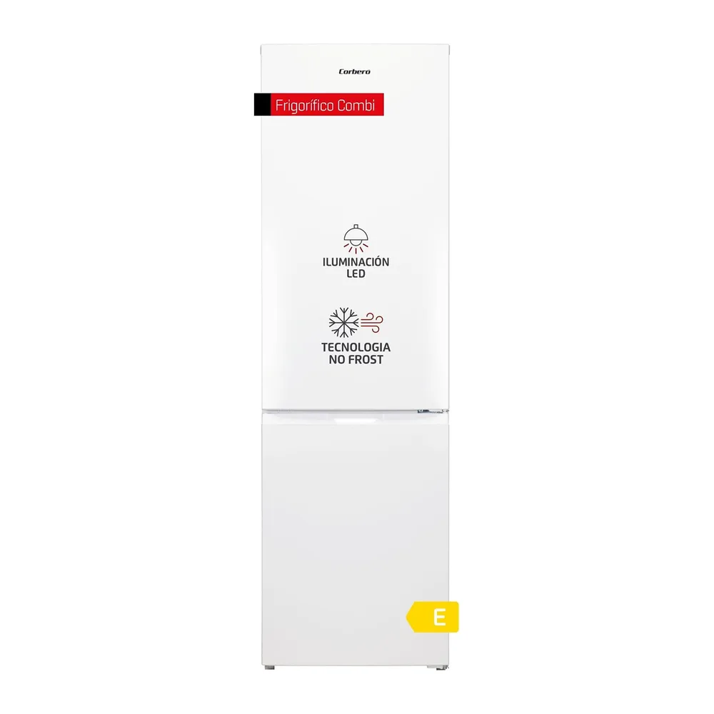 Corbero - Frigorífico Combi | CCH18024W | No Frost | 253L | 181 cm | Luz LED | Cajón Crisper | Estantes de