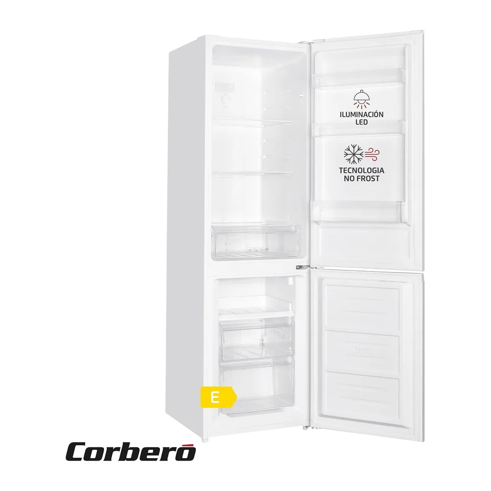 Corbero - Frigorífico Combi | CCH18024W | No Frost | 253L | 181 cm | Luz LED | Cajón Crisper | Estantes de — 2