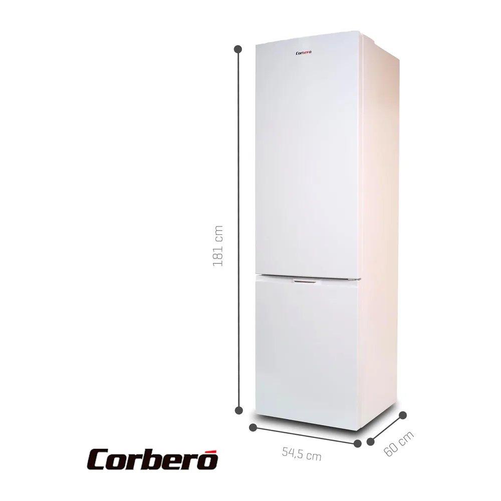 Corbero - Frigorífico Combi | CCH18024W | No Frost | 253L | 181 cm | Luz LED | Cajón Crisper | Estantes de — 3