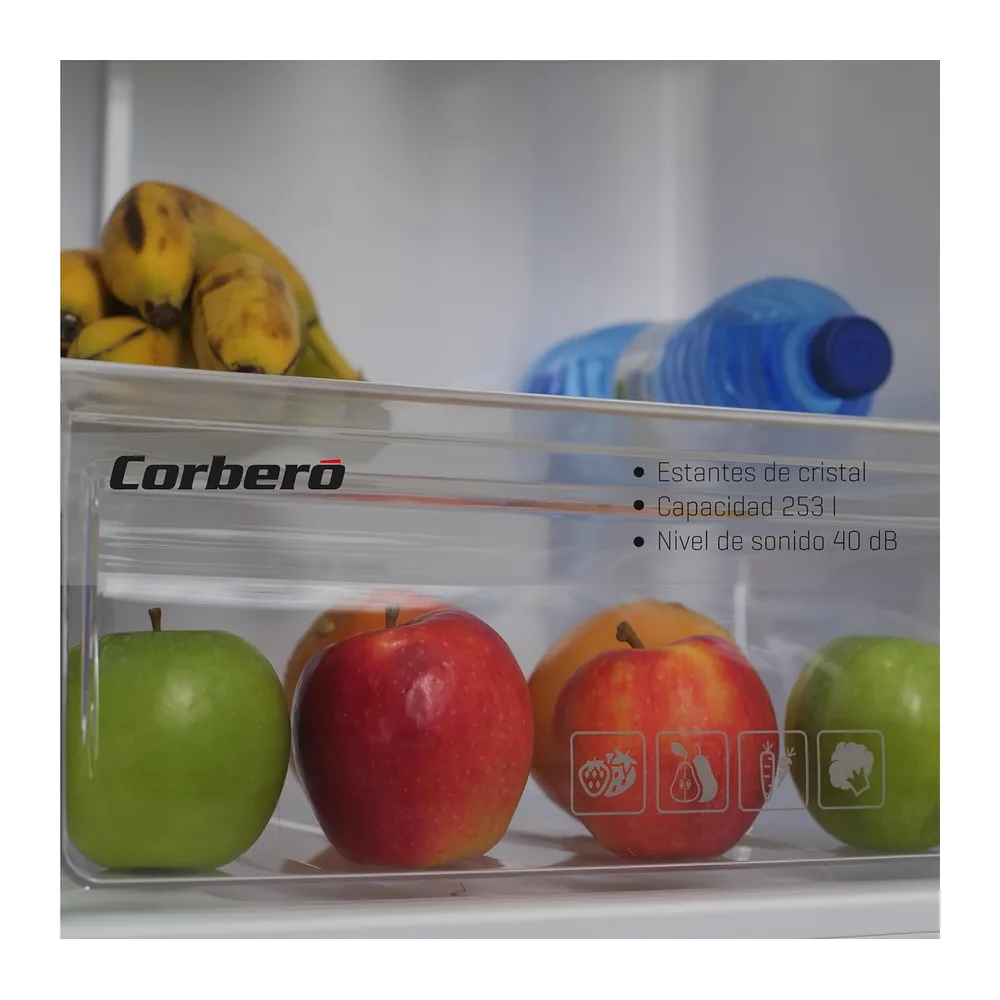 Corbero - Frigorífico Combi | CCH18024W | No Frost | 253L | 181 cm | Luz LED | Cajón Crisper | Estantes de — 4