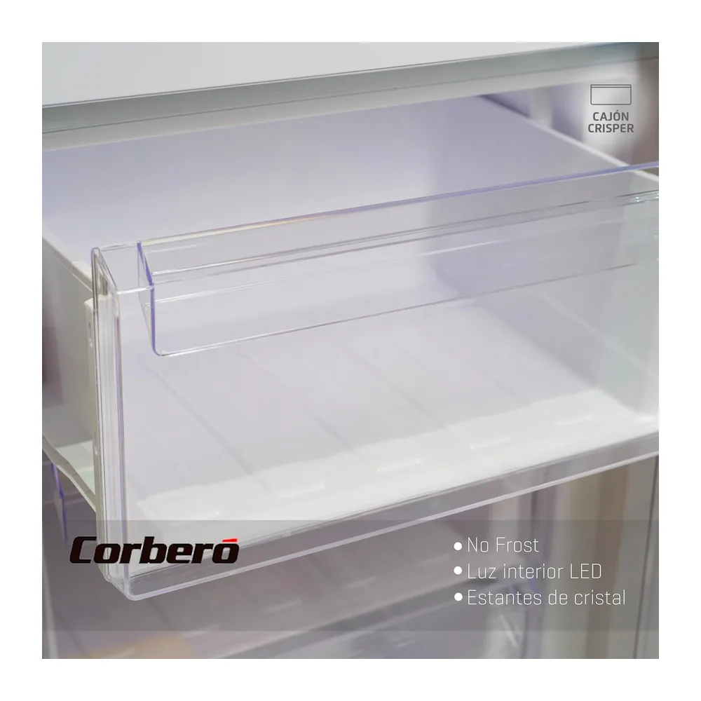 Corbero - Frigorífico Combi | CCH18024W | No Frost | 253L | 181 cm | Luz LED | Cajón Crisper | Estantes de — 6