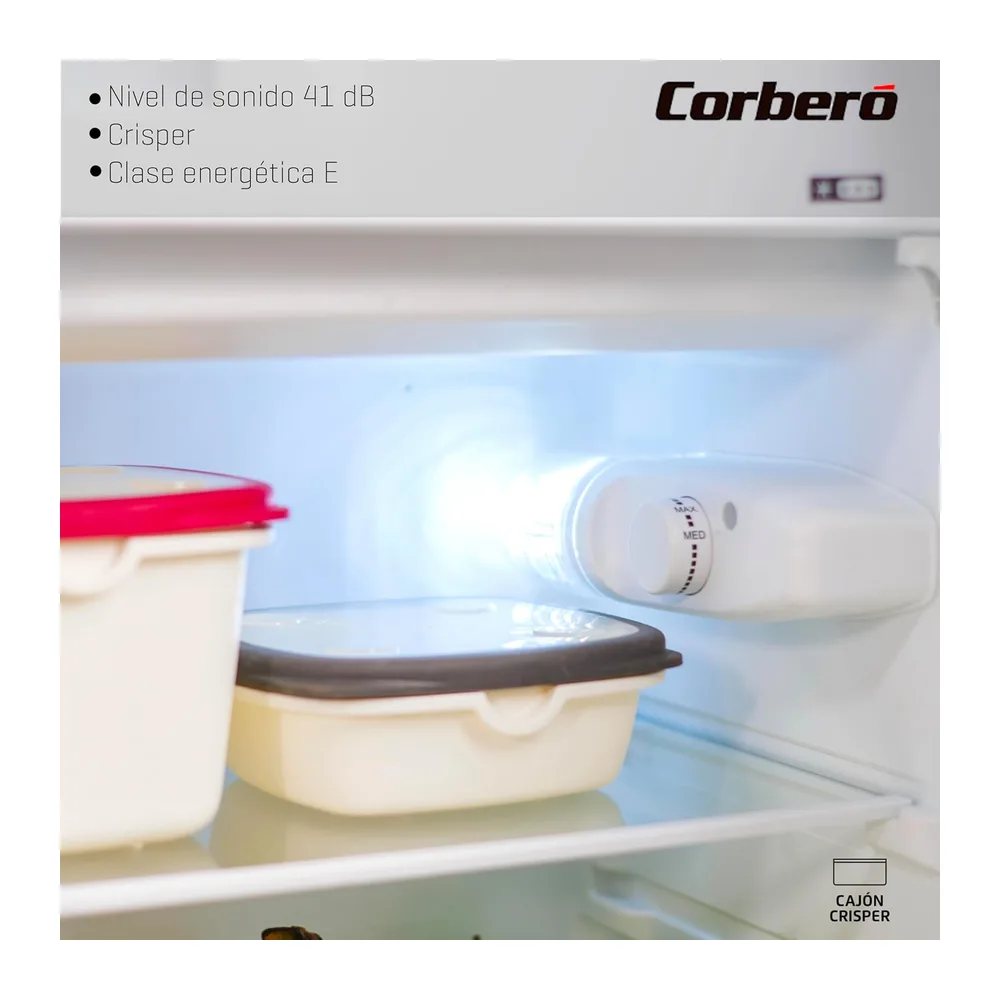 Corberó – Frigorífico 1 Puerta | CF1PM8024 | Nevera 80L + 12L Congelador | 84.5 cm | Cajón Crisper | — 4