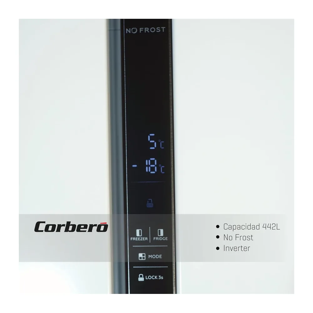 Corbero - Frigorífico Americano 2 Puertas | CFSBSH634NFW | 442L| 177 cm| No Frost | Inverter | Display | — 3