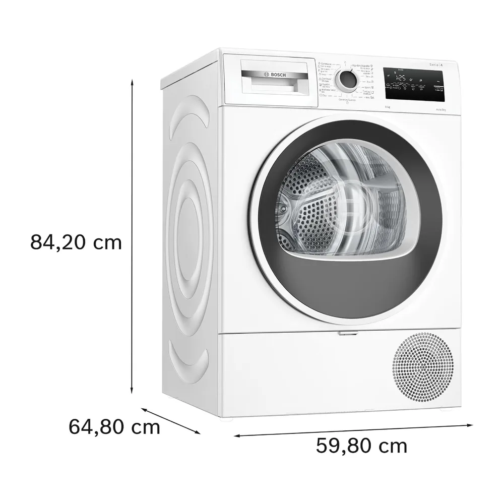 Bosch - Secadora con bomba de calor, 8 kg, AutoDry, Antivibraciones, Blanco, WTR83200ES [Clase de eficiencia — 2