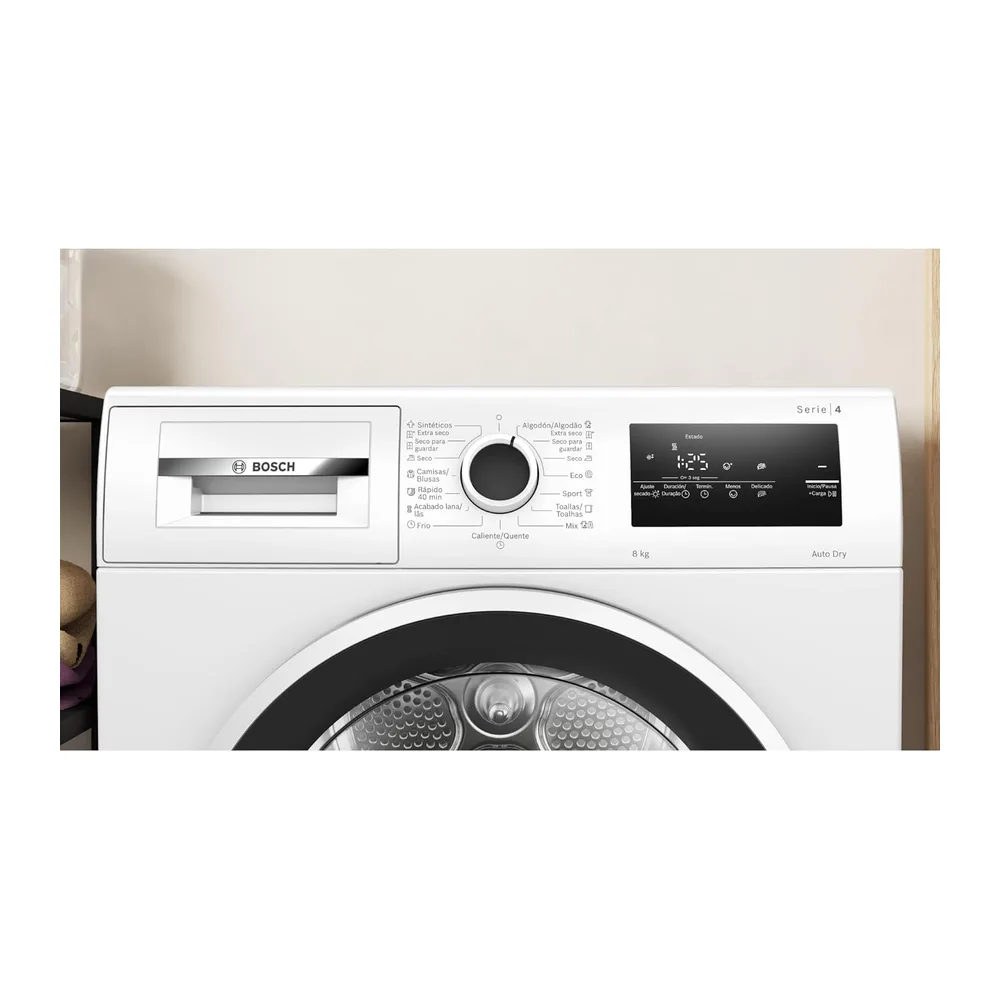 Bosch - Secadora con bomba de calor, 8 kg, AutoDry, Antivibraciones, Blanco, WTR83200ES [Clase de eficiencia — 5
