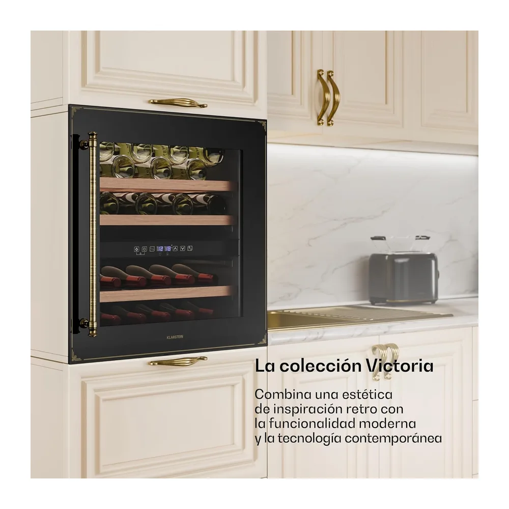 Klarstein Vinsider Victoria 36 Vinoteca - 36 Botellas, 2 Zonas, 5-22°C, Control Táctil, Iluminación LED, — 2