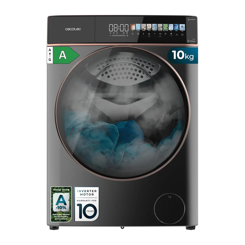 Cecotec Lavadora 10 Kg Carga Frontal Autodosis Bolero DressCode 10900 Autodose Inverter FullColor Steel A