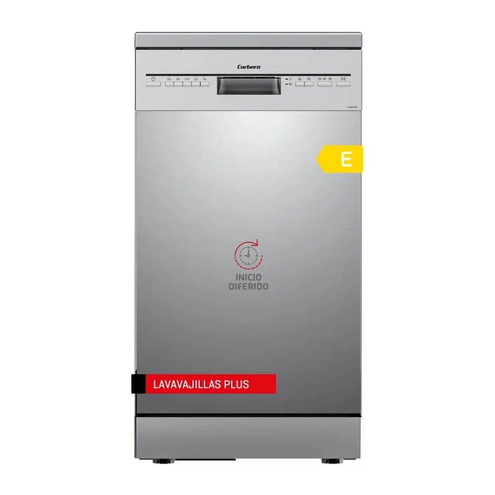 Corberó - Lavavajillas Plus 45 cm | CLVM403X | 10 Cubiertos, 5 Programas con 4 Temperaturas, Indicadores LED