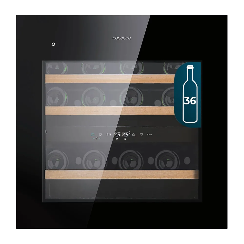 Cecotec Vinoteca Integrable con Compresor 36 Botellas GrandSommelier Duo 36000 Touch Black Compressor. — 2