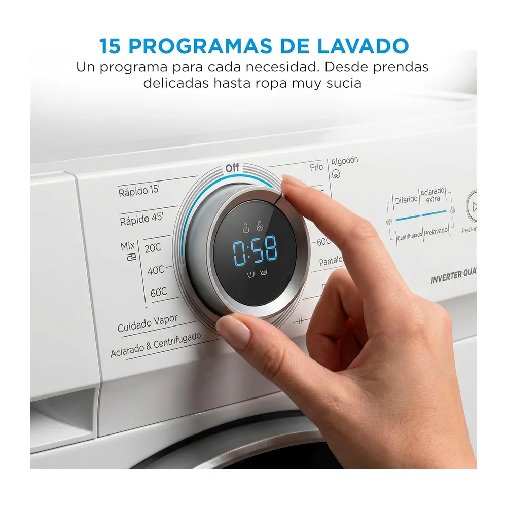 Midea Lavadora 10kg Carga Frontal 1950W, 1400 rpm con Motor Inverter - Lavadoras con 15 Programas y — 4